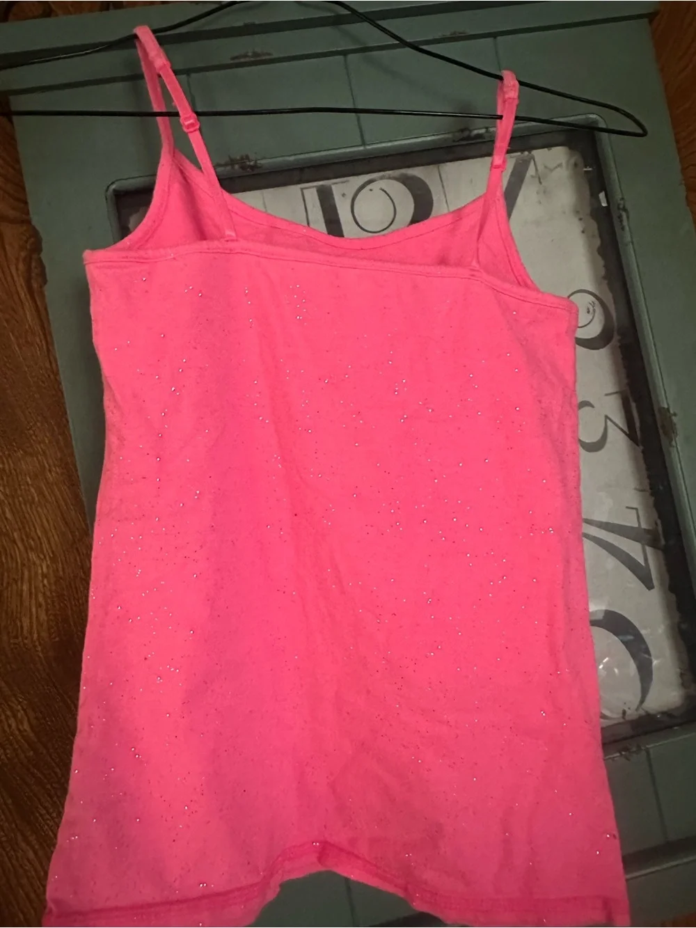 Justice Hot Pink Rhinestone Spaghetti Strap Tank